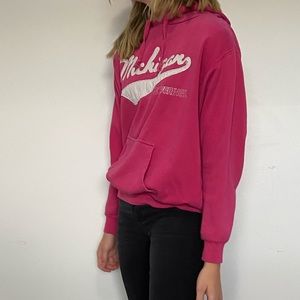 Pink and White Michigan Sweatshirt - Medium